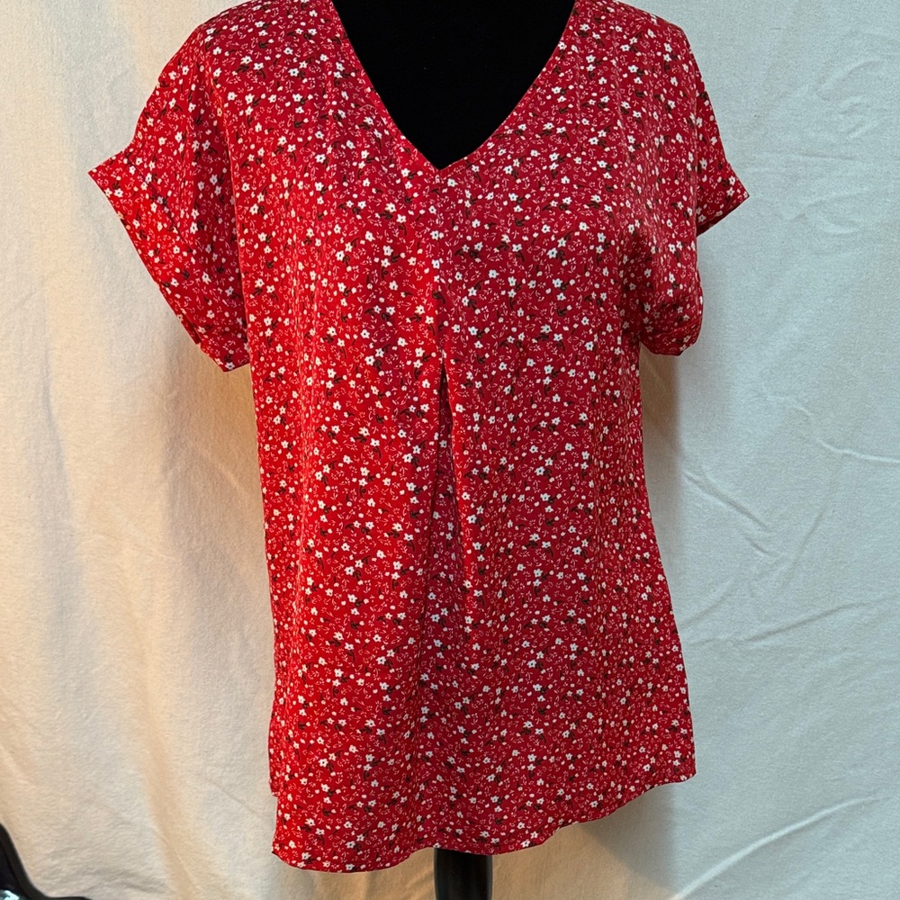 Elegant Red Floral Women's Blouse